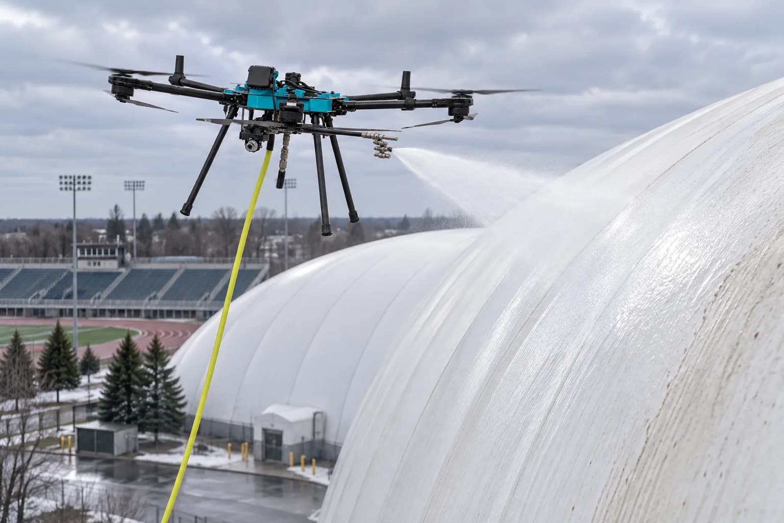 Our drone. Dome-scale access.: illustrative drone-cleaning application.